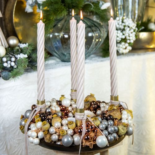 tételeket Mini karácsonyi labdák drótüvegen krémszürke Ø2cm 140 db