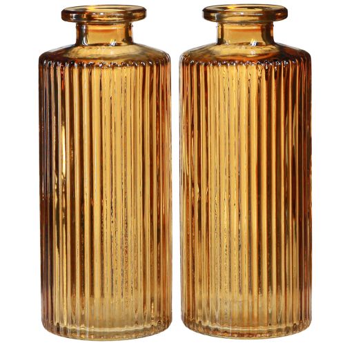 tételeket Mini üvegvázák narancssárga színben, barázdált díszítéssel, M13cm 6 db