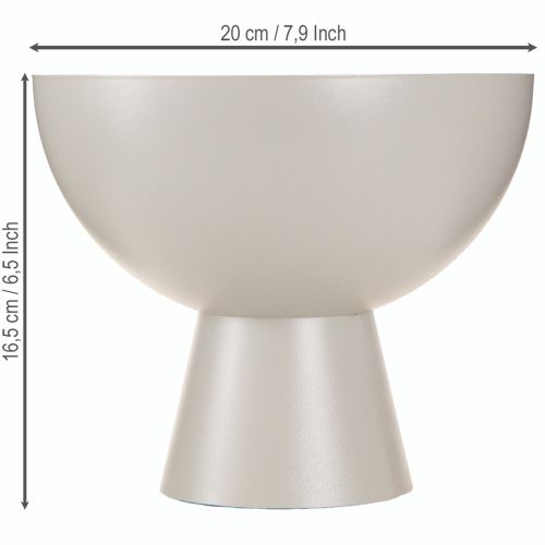 Floristik24 Modern növényi tál fém dekoratív trófea szürke Ø20cm H16,5cm