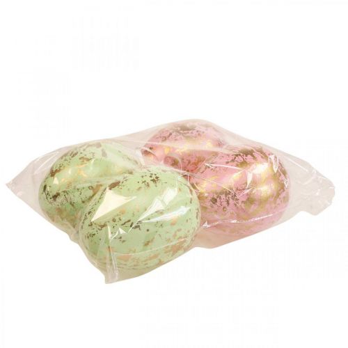 Floristik24 Húsvéti tojás felakasztható dekortojások rózsaszín, zöld, arany 12cm 4db