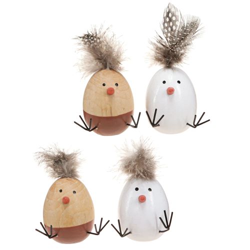 Easter Chick Chick Easter Egg Feathers White Natural H9cm 4 db