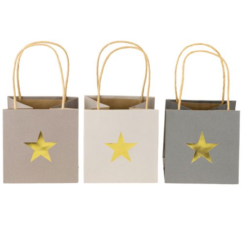 tételeket Csillagos, szürke színű füles papírzacskók vegyes 12×12×12 cm 9 db