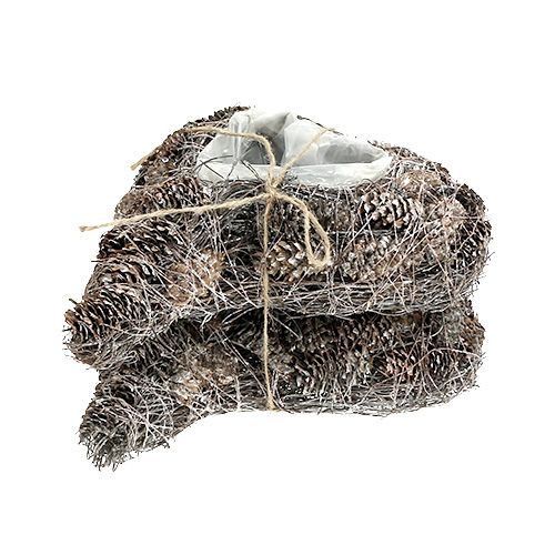 Floristik24 Növényszív kúpokból 29cm x 20cm fehérre meszelt 2db