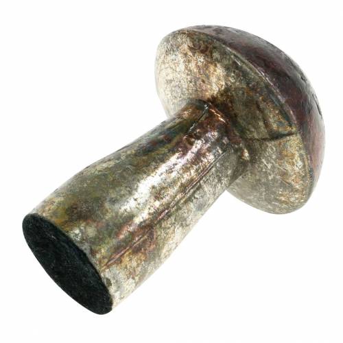 Floristik24 Dekoratív gomba fémes kivitelben üveg málna színű, ezüst H10cm