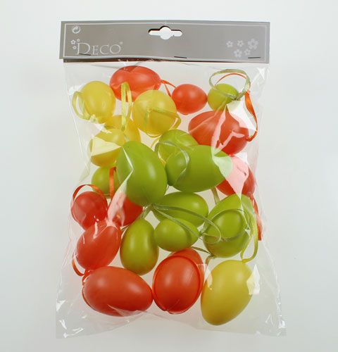 Floristik24 Műanyag dekoratív húsvéti tojás akasztható, válogatott 24db