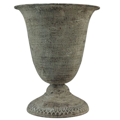 Csésze váza fém szürke/barna antik Ø20,5cm H25cm