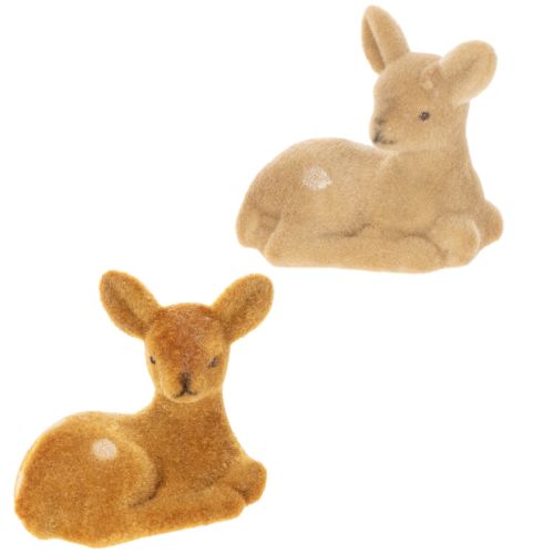 tételeket Dekoratív fekvő őzgida figura asztaldísznek, 8 cm, 6 darab