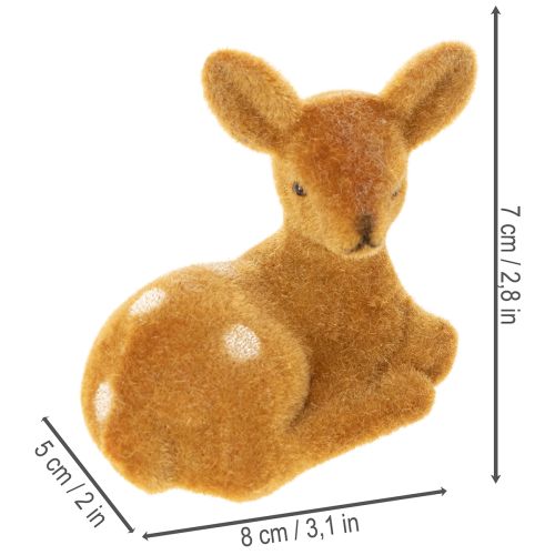 tételeket Dekoratív fekvő őzgida figura asztaldísznek, 8 cm, 6 darab