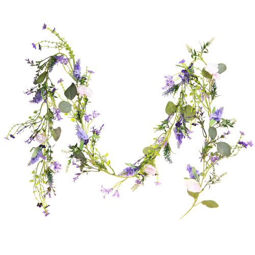 Floristik24 Romantikus virágfüzér lila rózsaszín fehér színben L194cm 2db