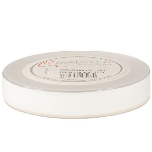 tételeket Bársonyszalag, ajándékszalag, díszszalag, fehér bársony, 20 mm széles, 10 m hosszú