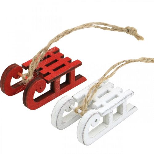 Floristik24 Felakasztható díszszán, karácsonyfadíszek, téli díszek fehér / piros L4,5cm 12db