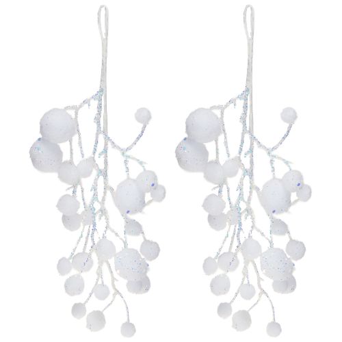 tételeket Hópehely dekorációs ágak csillámpor akasztáshoz 30cm 2db