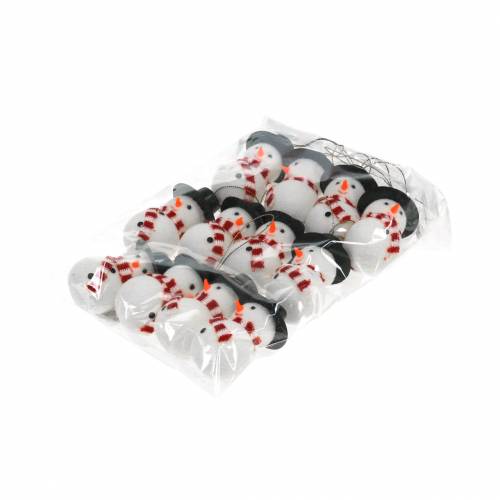 Floristik24 Karácsonyfadísz hóember akasztható kalappal H8cm 12db