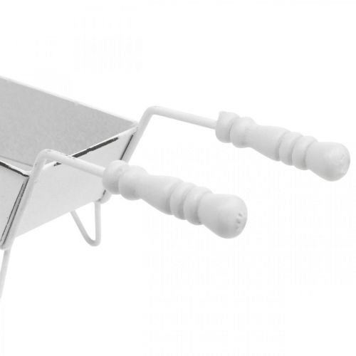 Floristik24 Mini talicska, asztaldísz, nyári dekoráció kopott chic barna, fehér H7,5cm L25cm