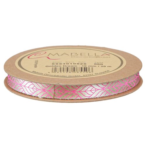 tételeket Selyem szalag levelek ajándék szalag bézs rózsaszín 10mm 20m