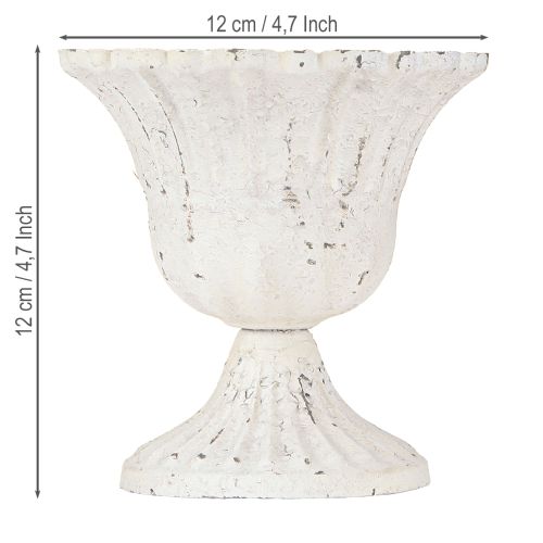 Floristik24 Shabby Chic Dekorációs fémpohár Fehér Ø12cm H12cm
