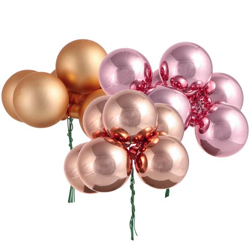 tételeket Tükörbogyók üveggolyók drót sárgabarack rózsaszín Ø40mm 32 db