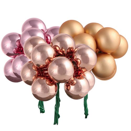 tételeket Tükörbogyók Karácsonyi üveg sárgabarack rózsaszín Ø25mm 140 db