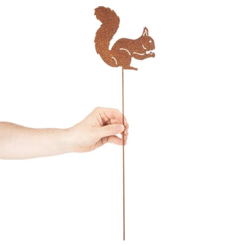 tételeket Kerti karó mókus rozsda díszkaró virágágyásba és virágcserépbe 52cm 2db