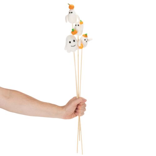 tételeket Szellemfigurák fapálcákon, Halloween dekoráció, 54 cm, 8 darab