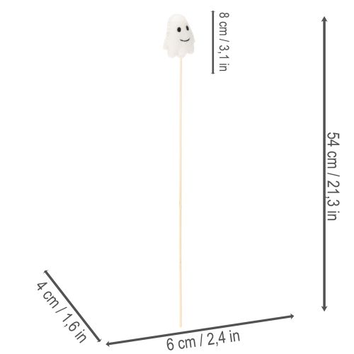tételeket Szellemfigurák fapálcákon, Halloween dekoráció, 54 cm, 8 darab