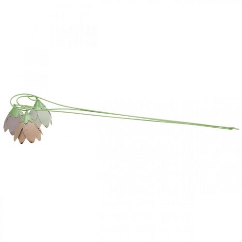 Floristik24 Kerti karók fém dekoratív virágok rózsaszín lila fehér L58cm 3db