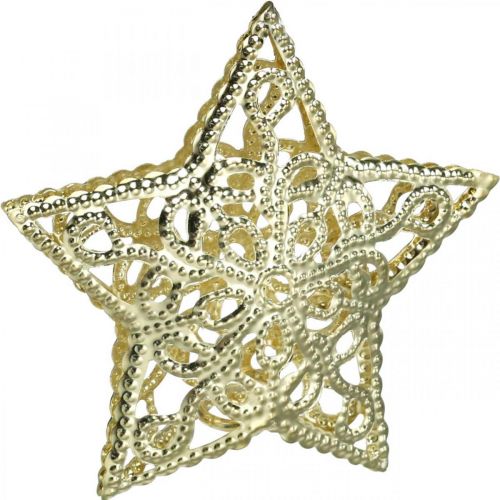 tételeket Szórt dekorációs csillagok, fénylánc rögzítés, karácsonyi, fém dekoráció arany Ø6cm 20 db