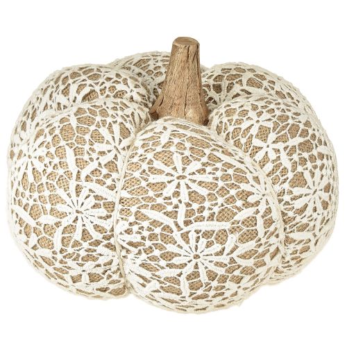 tételeket Textil tök dekoráció juta csipke fehér/bézs vintage dekoráció Ø18cm