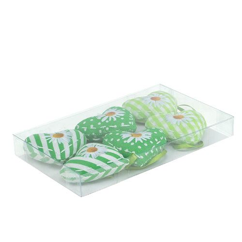 Floristik24 Szövet szívek akasztani zöld 5cm 6db