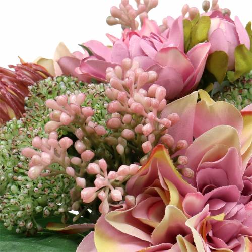 tételeket Csokor dália és protea, selyem virágok, nyári dekoráció L25cm