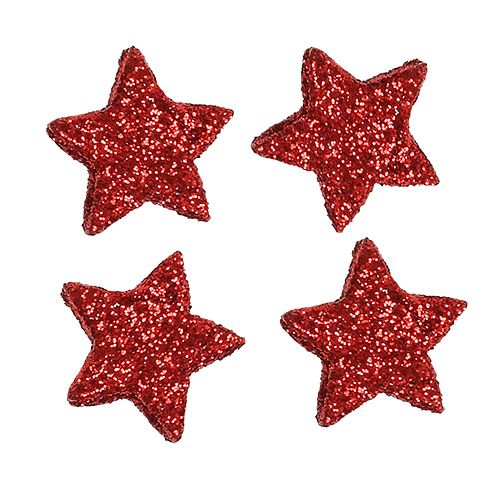 Floristik24 Szórványdísz csillagok piros 2,5cm csillám 96db