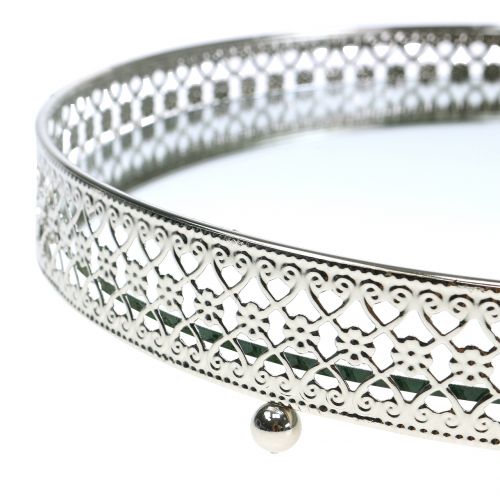 Floristik24 Tálca tükörüveg ezüst Ø25cm