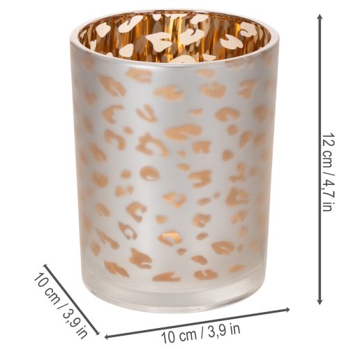 tételeket Üveg mécsestartó leopárdmintával, 12 cm