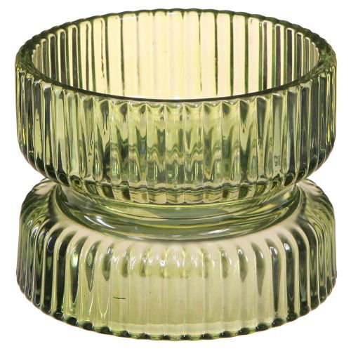 tételeket Gyertyatartó üveg díszbordás zöld Ø9cm H7cm 4 db