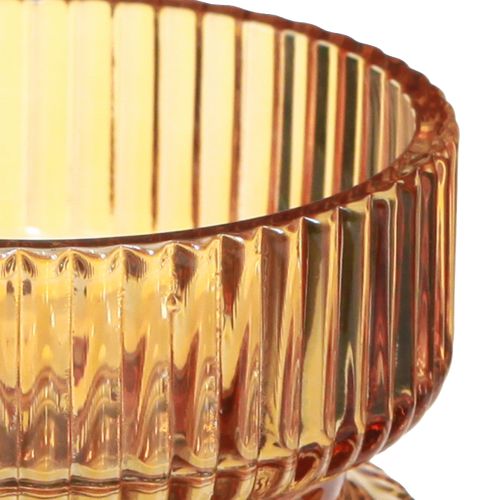 tételeket Gyertyatartó üveg bordázott dísznarancs Ø9cm H7cm 4 db