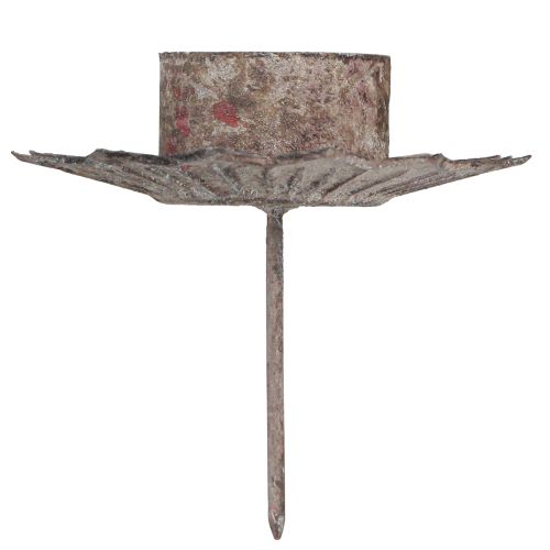 Floristik24 Teamécses tartó vintage teamécses ragasztáshoz szürke Ø9cm H8,5cm 4db