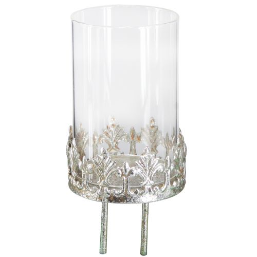 tételeket Gyertyatartó üveggel vintage ezüst bedugáshoz Ø5,5cm H8cm 4db