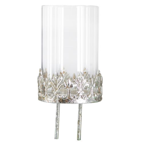 tételeket Gyertyatartó üveggel vintage ezüst bedugáshoz Ø5,5cm H8cm 4db