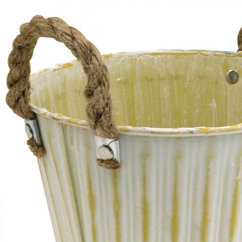 tételeket Fém edény, rugós dekoráció, nyelű virágtartó Yellow Shabby Chic Ø18cm H17,5cm