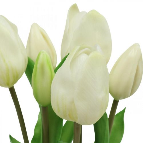 tételeket Artificial Tulipán fehér krém Real Touch 38cm 7 db
