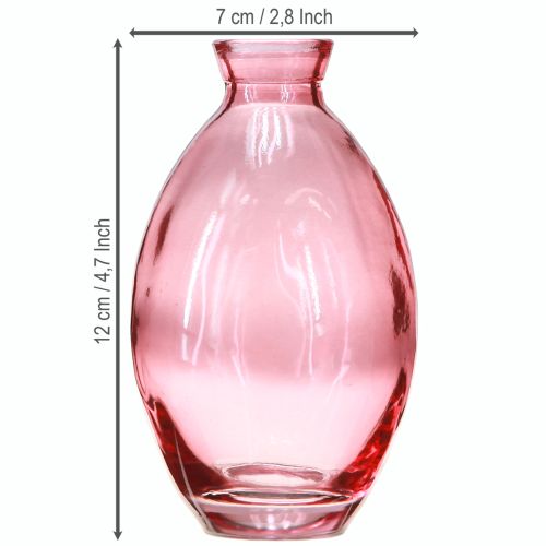 tételeket Váza hagyma alakú mini vázák üvegből, rózsaszín árnyalatú Ø7cm M12cm 6 db