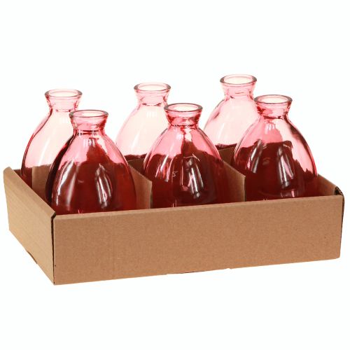 tételeket Váza hagyma alakú mini vázák üvegből, rózsaszín árnyalatú Ø7cm M12cm 6 db