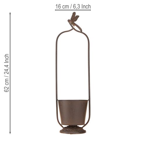 tételeket Vintage virágtartó fém rácsos szitakötővel Ø16/H62cm