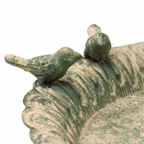 Floristik24 Madárfürdő nem nemesfém antik mohazöld bézs színű Ø28,3cm H26,5cm