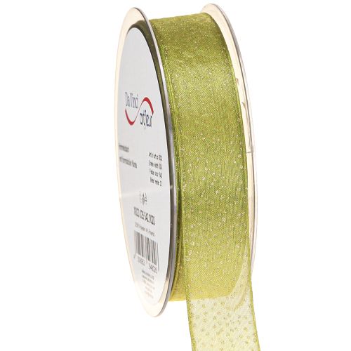 tételeket Arany pöttyös karácsonyi szalag, mérettartó, zöld, 25mm, 20m