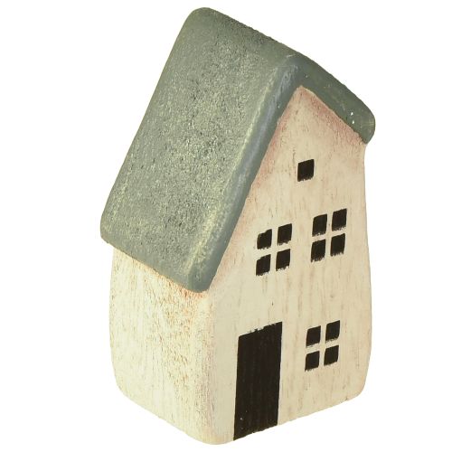 tételeket Karácsonyi falusi faházak, fenyőfák, zöld és fehér, 5-8 cm, 6 db-os szett