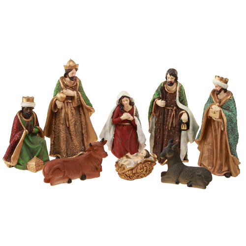 Floristik24 Karácsonyi betlehemes figura szett kézzel festett polyresin 8-20cm 8 db