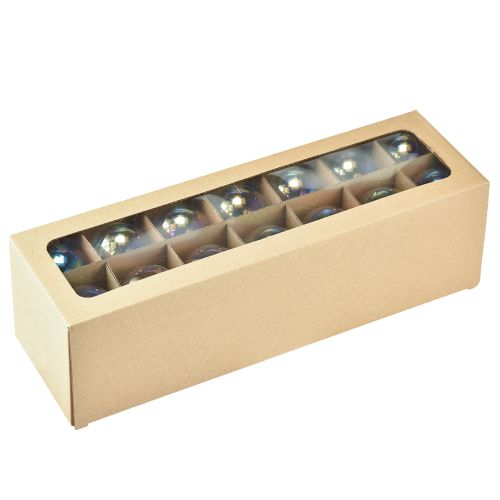 tételeket Üveg karácsonyi gömbdísz – gyöngyházfényű átlátszó irizáló hatással és fém akasztóval 5cm 24db