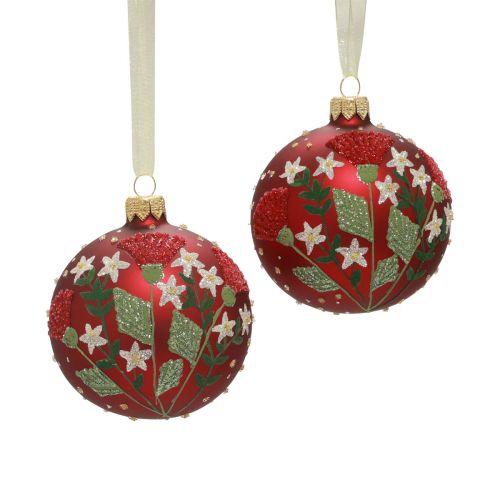 tételeket Karácsonyi labdák üveg piros karácsonyfa labdák réti Ø8cm 6db