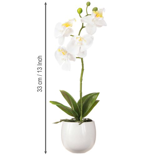 tételeket Fehér orchidea művirág cserépben Phalaenopsis M33cm